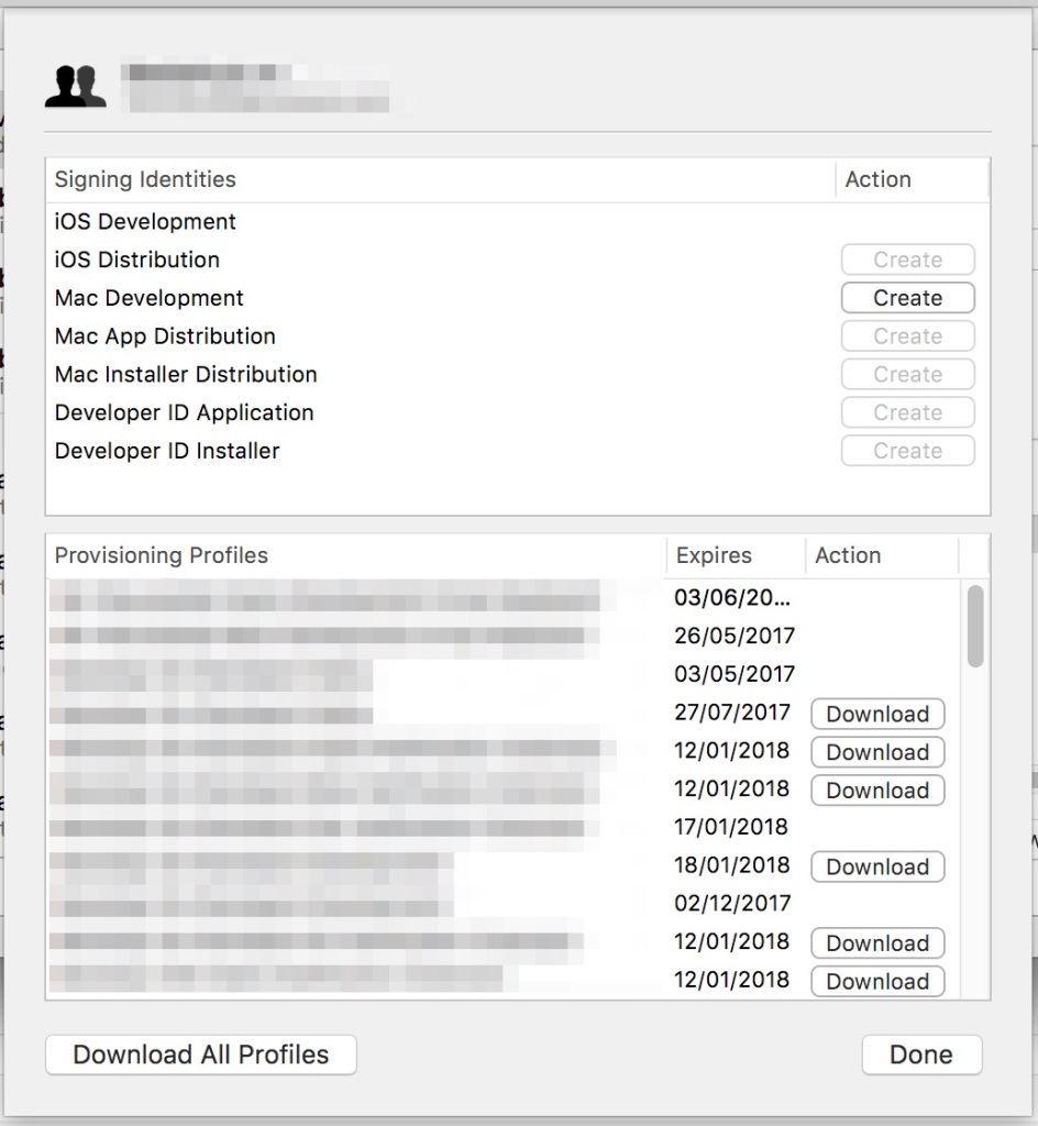 Xcode management for provisioning profiles